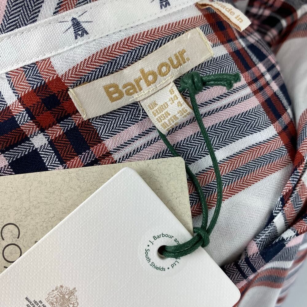 Barbour Plaid Bethwin Button Down Shirt in Cloud Check Size 4 - Picture 8 of 9